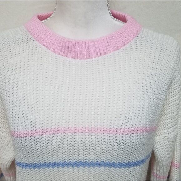 VINTAGE 70s Arielle Metallic Stripe Crop Sweater - Picture 3 of 11
